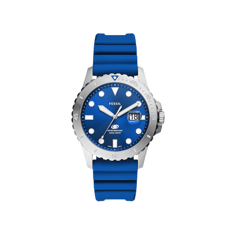 Fossil - Montre Blue FS5998 Dive Homme En Silicone Bleu