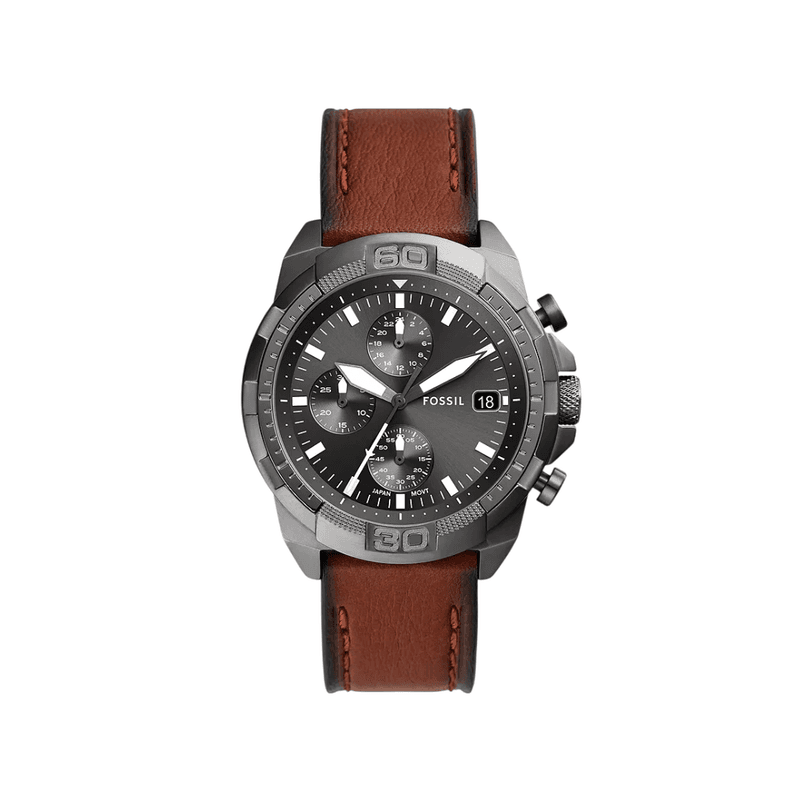 Fossil - Montre Chronographe Bronson Homme En Cuir Litehide™ Marron FS5855
