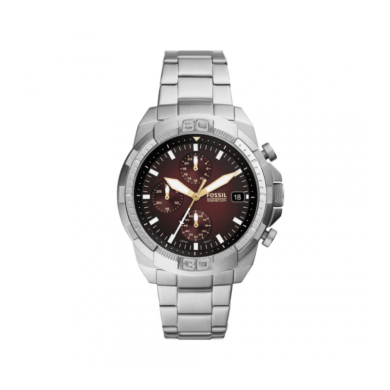 Fossil - Montre Homme En Acier Inoxydable Argenté Cadran Marron FS5878
