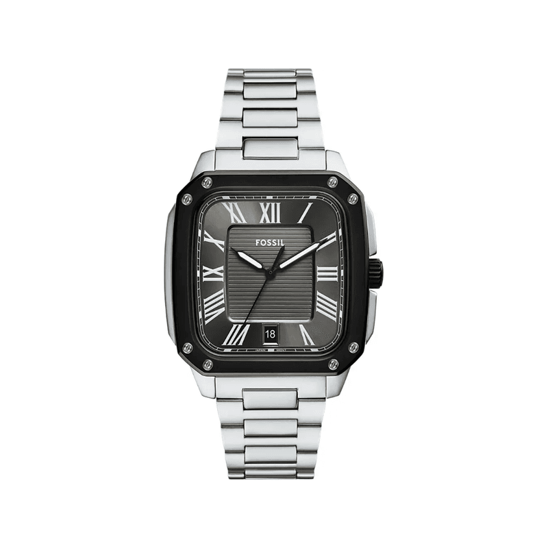 Fossil - Montre Homme En Acier Inoxydable Noir Et Argent FS6122