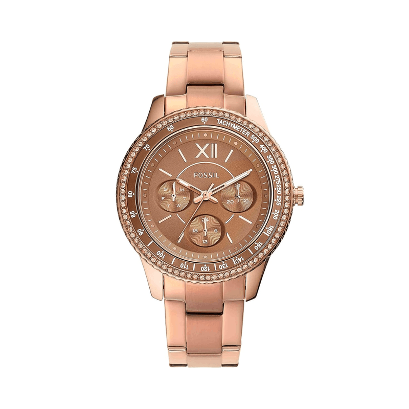 Fossil - Montre Femme Or Rose Cadran Marron ES5109