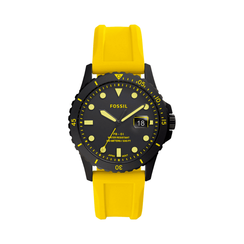 Fossil - Montre Homme Analogique Silicone Jaune FS5684