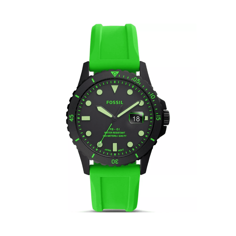 Fossil - Montre Homme Analogique Silicone Vert Néon FS5683