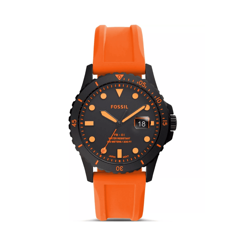 Fossil - Montre Homme Analogique Silicone Orange Fluo FS5686