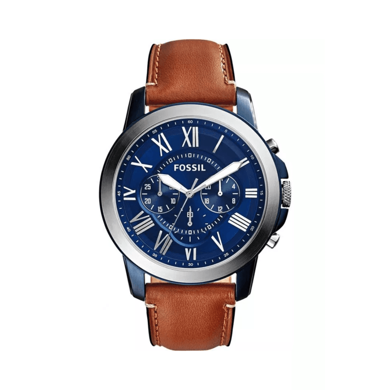 Fossil - Montre Homme Grant Chronographe En Cuir Marron Clair FS5151