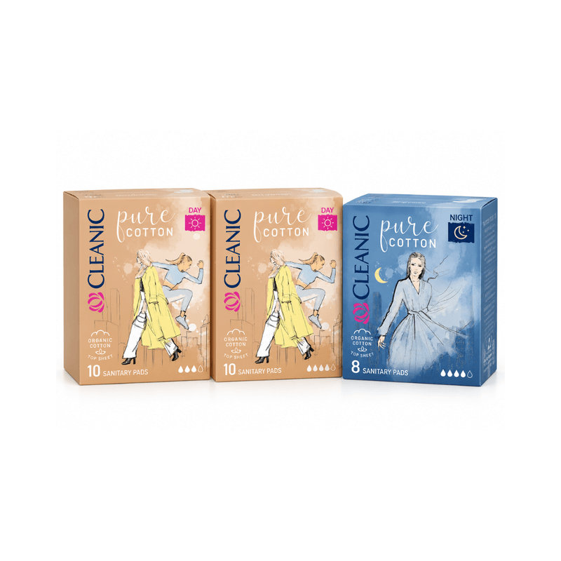 Cleanic - Pack Pure Cotton Serviettes Hygiéniques Jour & Nuit