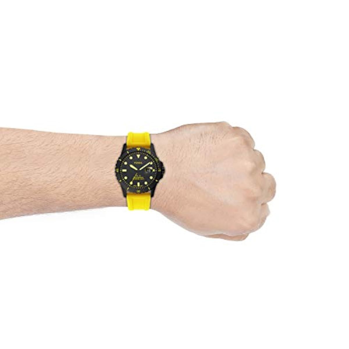 Fossil - Montre Homme Analogique Silicone Jaune FS5684 4