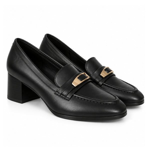 Seaside - Mocassin Demi Talon avec avec Boucle Dorée H26-F610 - Noir 2
