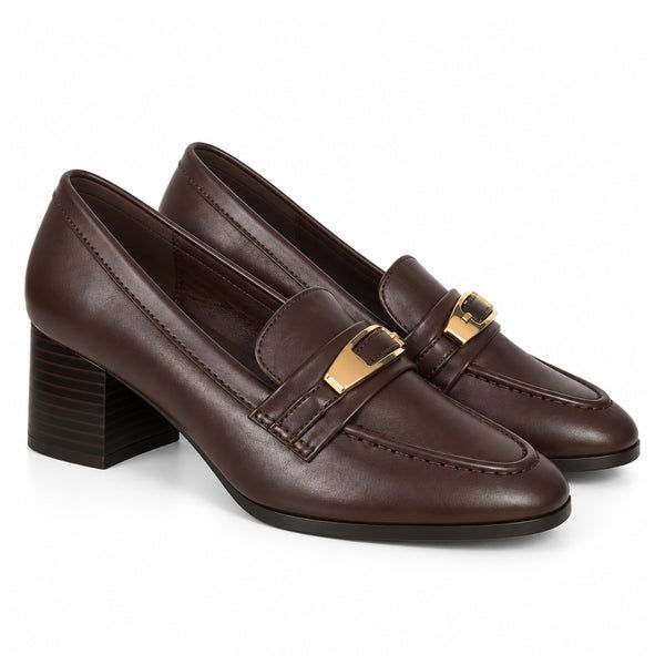 Seaside - Mocassin Demi Talon avec avec Boucle Dorée H26-F610 - Chocolat 2