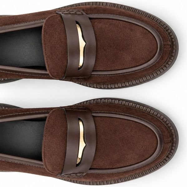 Seaside - Mocassins en Daim avec Détail Doré H26-F1535 - Chocolat 3