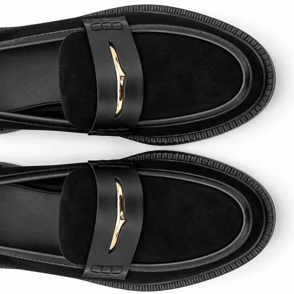 Seaside - Mocassins en Daim avec Détail Doré H26-F1535 - Noir 3