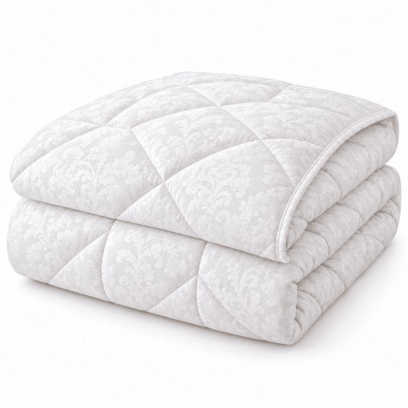 ROYAL DRAPS - Couette en Microfibre 230 × 240 cm Motif Baroque - Blanc 2