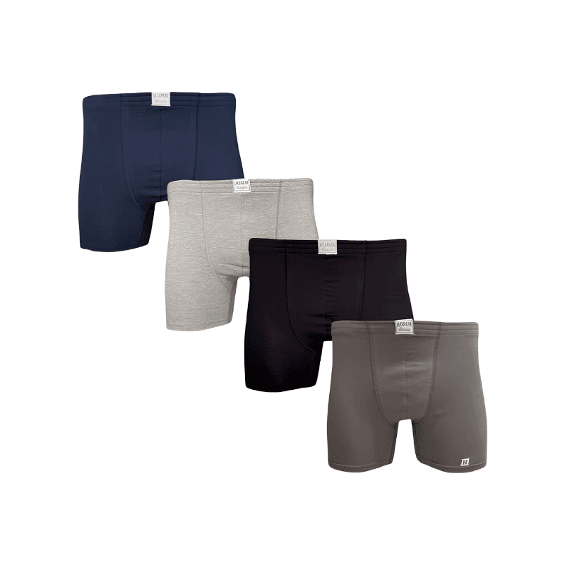 R&H - pack 4 Boxers extensibles - noir-gris clair-gris foncé-bleu marine