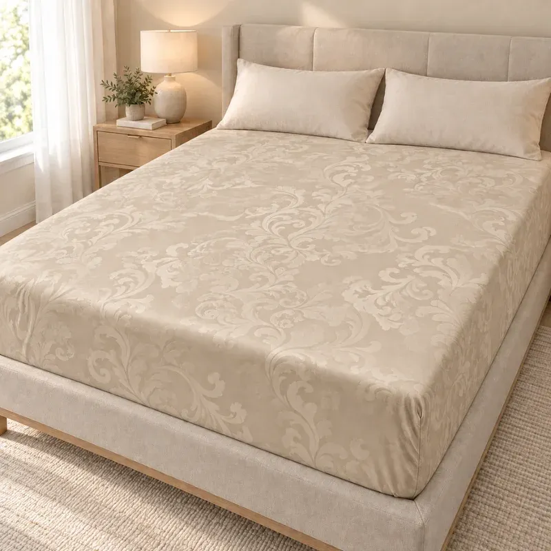 ROYAL DRAPS - Housse de Matelas 200 × 200 cm - Beige