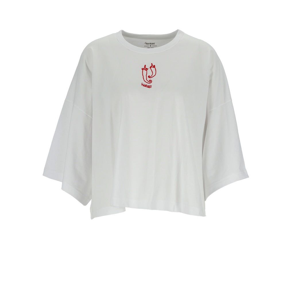 Kontakt - T-shirt oversized femme manches courtes فلفل - Blanc 3