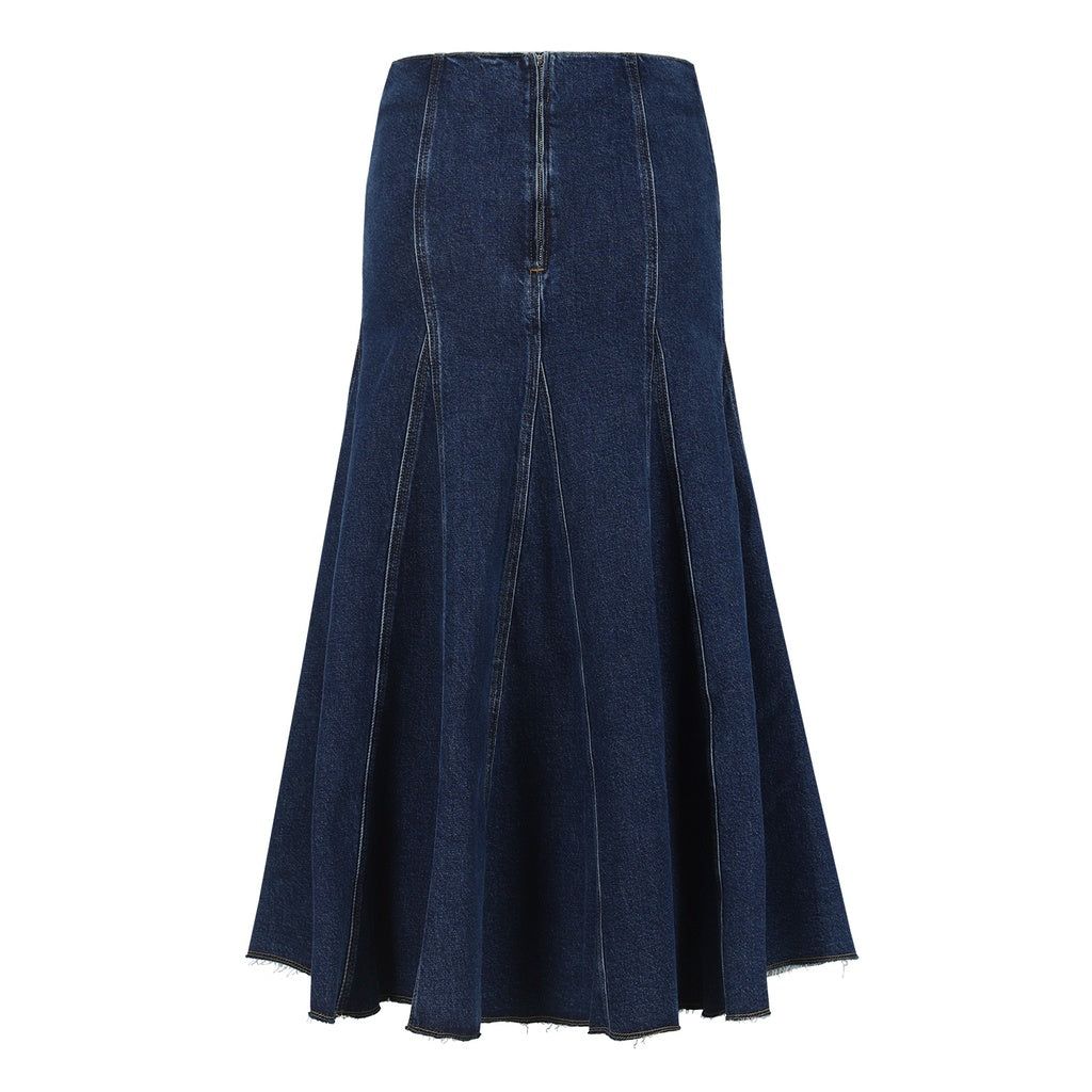 Kontakt - Jupe maxi femme à panneaux seconde vie - Bleu Foncé 5