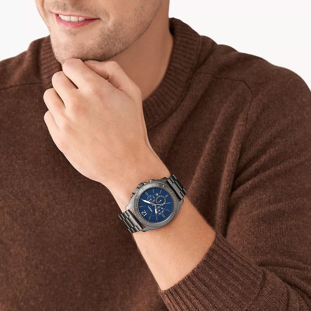 Fossil - Montre Privateer Chronographe Homme Acier Inoxydable Fumé BQ2758 5