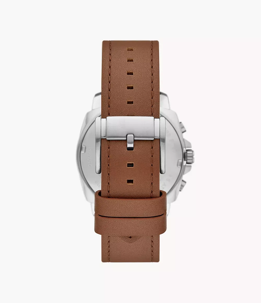 Fossil - Montre Homme Privateer Chronograph Cadron Vert En Cuir Marron BQ2821 3