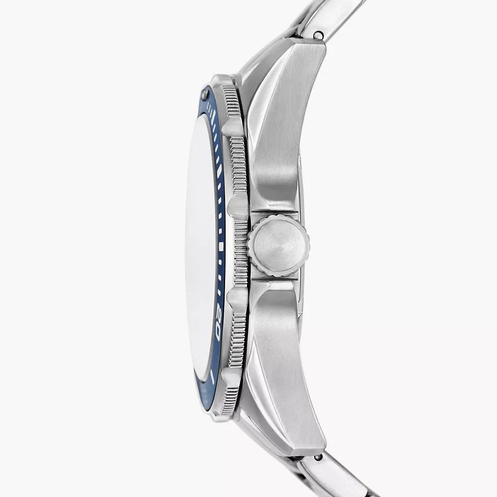 Fossil - Montre Dalton Multifonction Homme Bracelet Acier Argenté Cadran Bleu 4