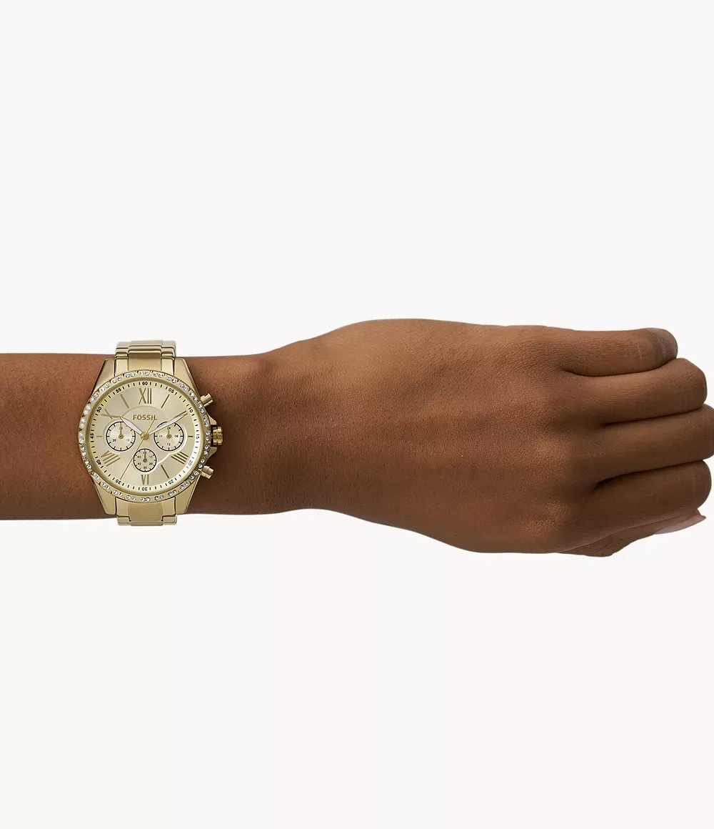 Fossil - Montre Modern Courier Chronographe Femme 40 Mm En Acier Inoxydable Doré BQ3378 3