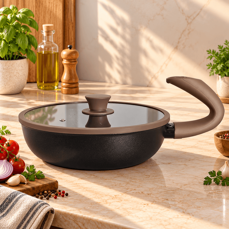 Sauteuse 24cm + Couvercle Silicone G-Zero COOK'ART PRIVILEGE- Brown