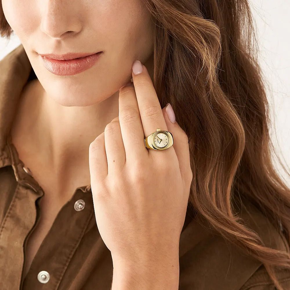 Fossil - Montre Bague Femme Anneau Acier Doré Cadran Doré ES5246 2