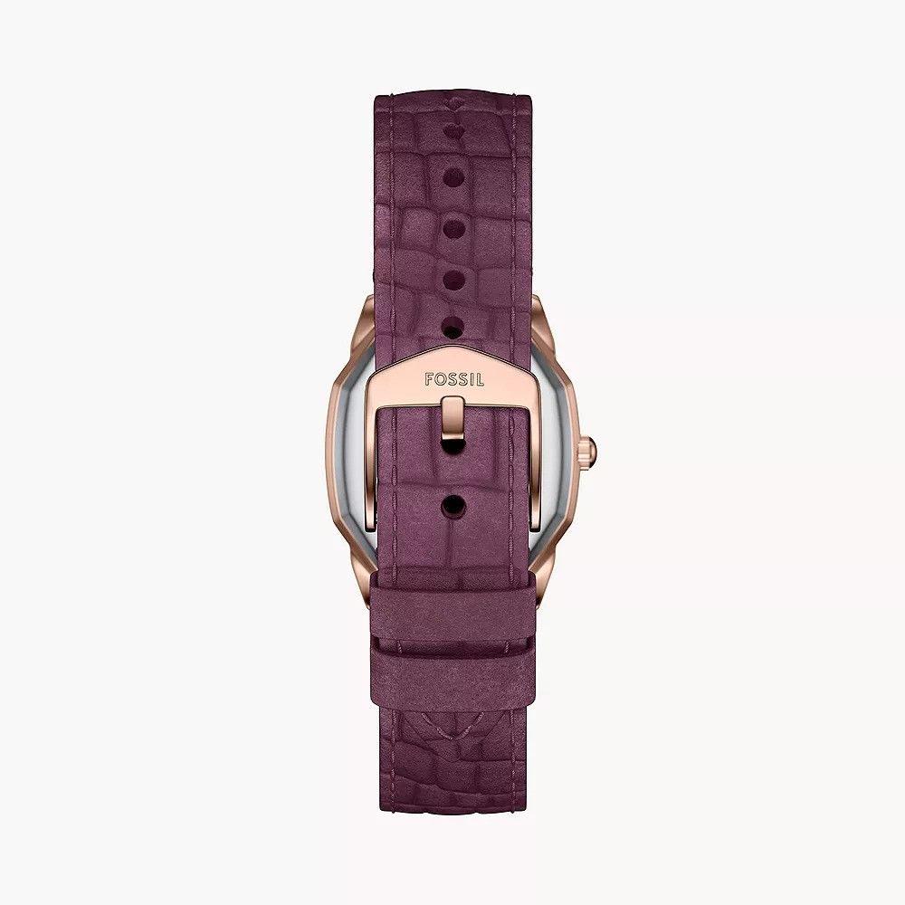 Fossil - Montre Harlow Femme Bracelet Cuir Bordeaux Cadran Blanc 3