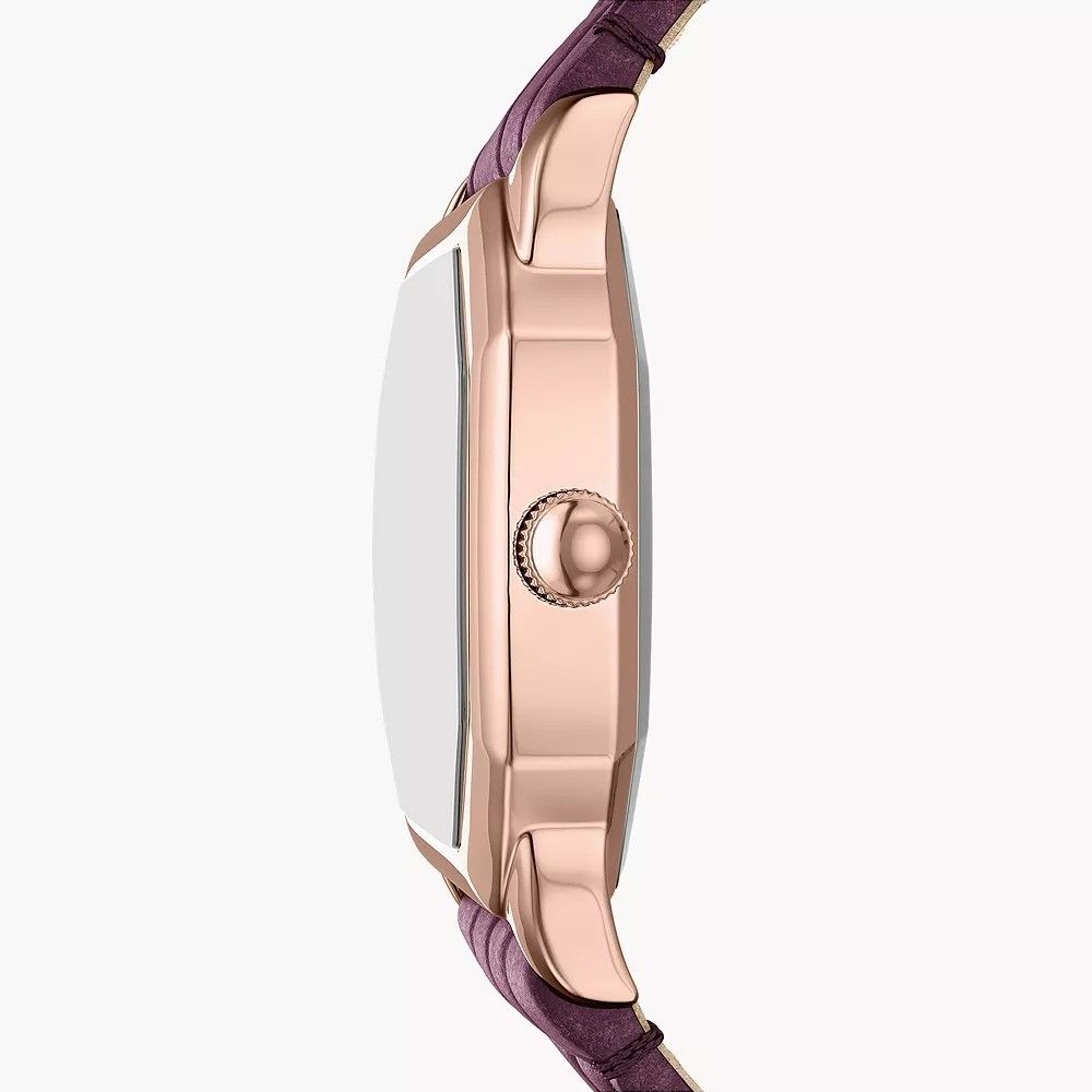 Fossil - Montre Harlow Femme Bracelet Cuir Bordeaux Cadran Blanc 4