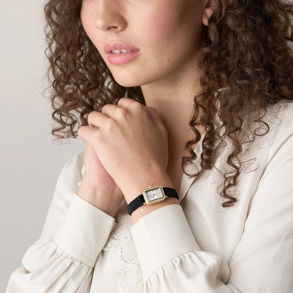 Fossil - Montre Raquel Mini Femme Bracelet Tissu Noir Cadran Blanc 2