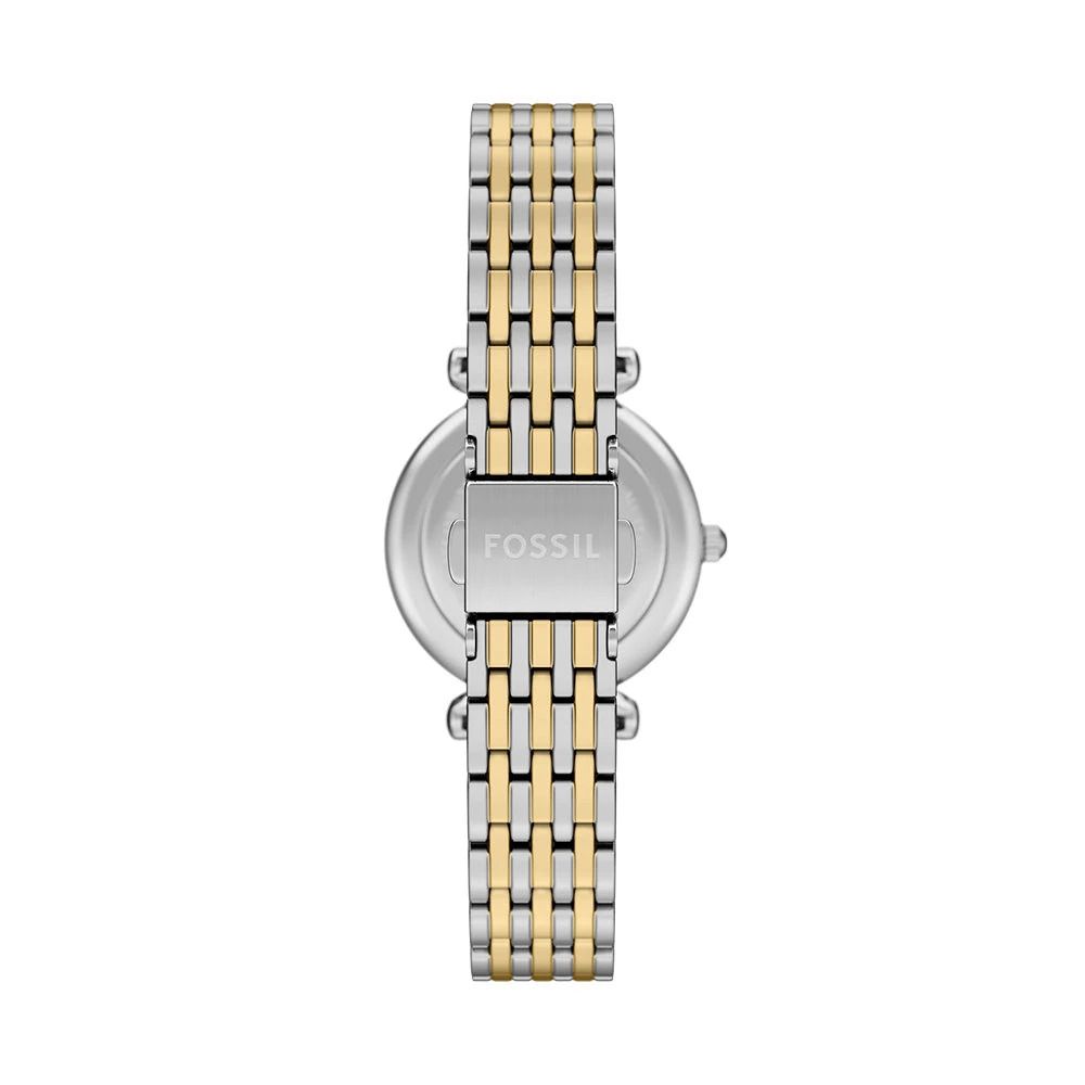 Fossil - Montre Carlie Mini Femme Bracelet Acier Bicolore Argenté Et Doré Cadran Bleu ES5439 3