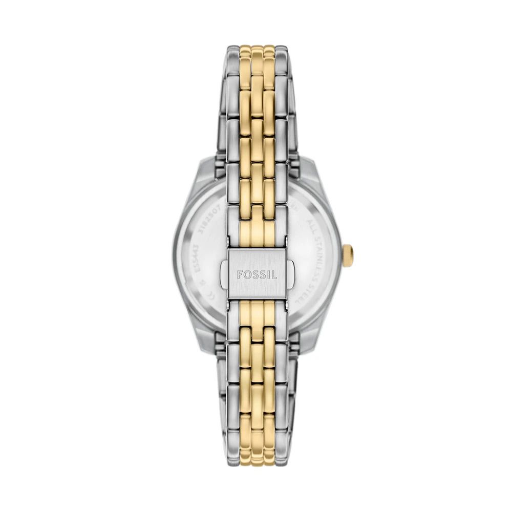 Fossil - Montre Scarlette Mini Femme Bracelet Acier Bicolore Argenté Et Doré Cadran Bleu 3