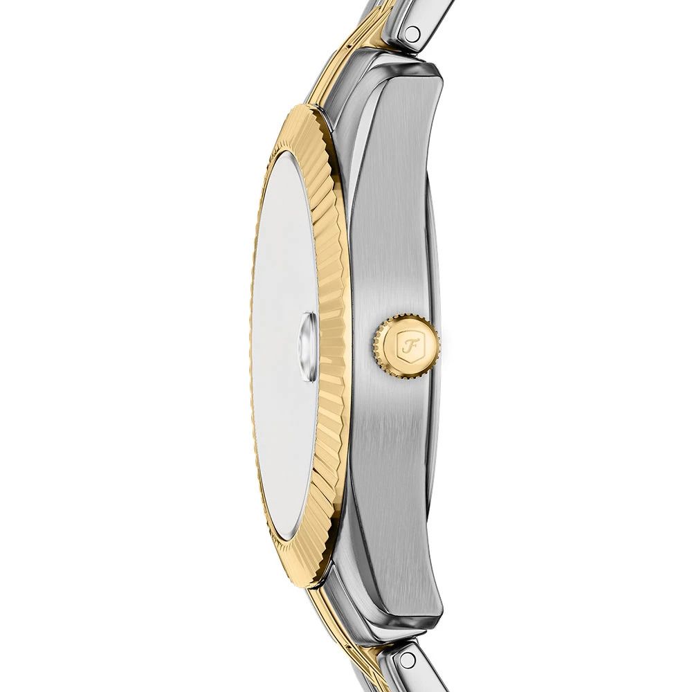 Fossil - Montre Scarlette Mini Femme Bracelet Acier Bicolore Argenté Et Doré Cadran Bleu 4