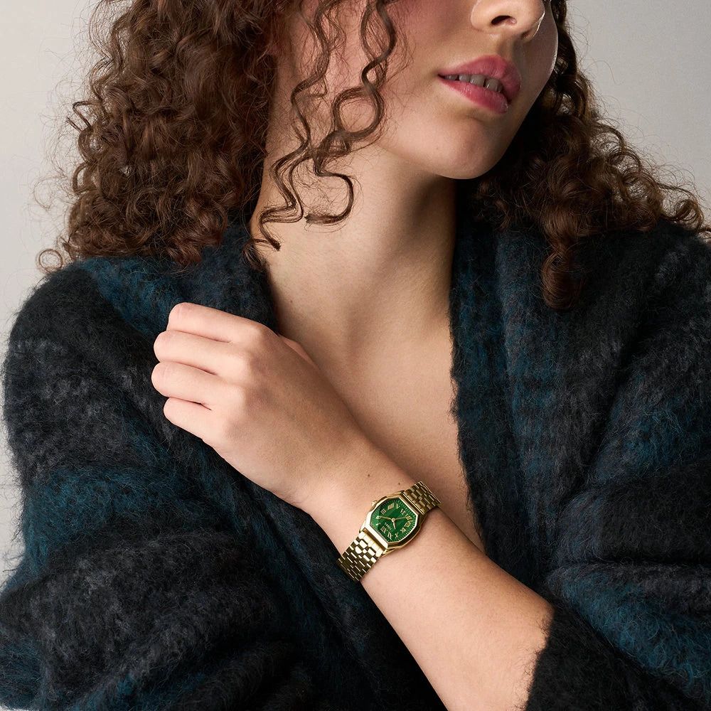 Fossil - Montre Harlow Femme Bracelet Acier Doré Cadran Vert 2