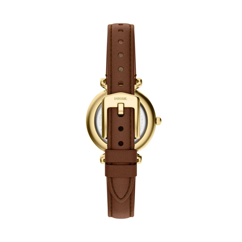 Fossil - Montre Carlie Mini Femme Bracelet Cuir Marron Cadran Blanc 2