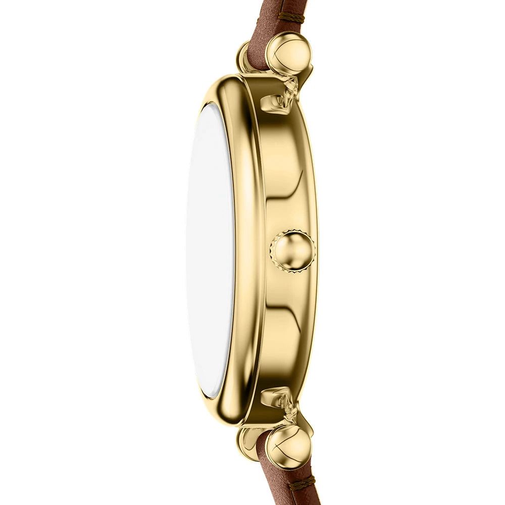 Fossil - Montre Carlie Mini Femme Bracelet Cuir Marron Cadran Blanc 3