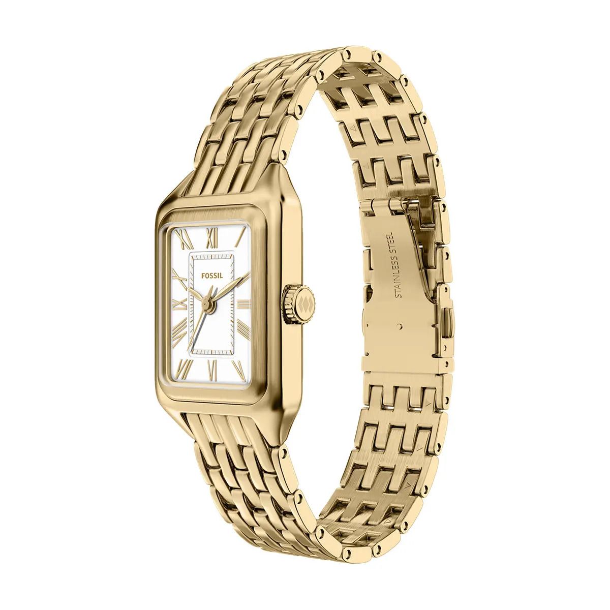 Fossil - Montre Raquel Mini Femme Bracelet Acier Doré Cadran Blanc 3
