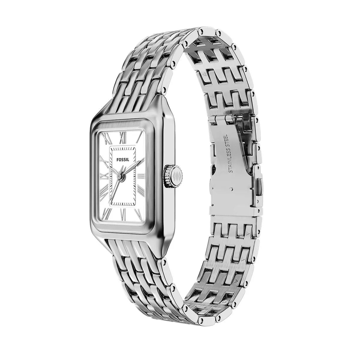 Fossil - Montre Raquel Mini Femme Bracelet Acier Argenté Cadran Blanc 3