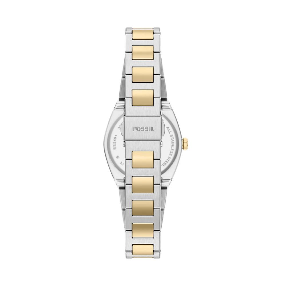 Fossil - Montre Everett Femme Bracelet Acier Bicolore Argenté Et Doré Cadran Blanc 4