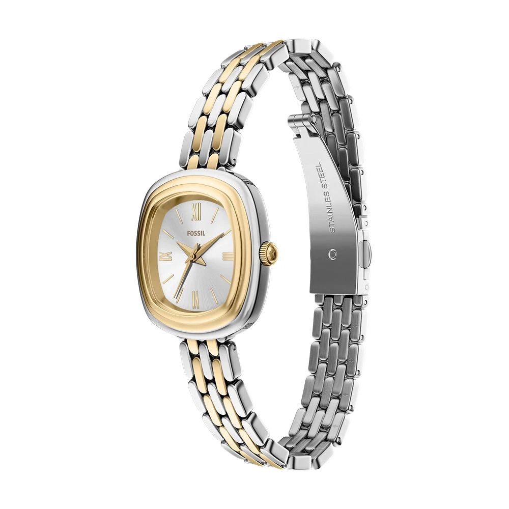 Fossil - Montre Emerson Femme Bracelet Acier Bicolore Argenté Et Doré Cadran Blanc 3