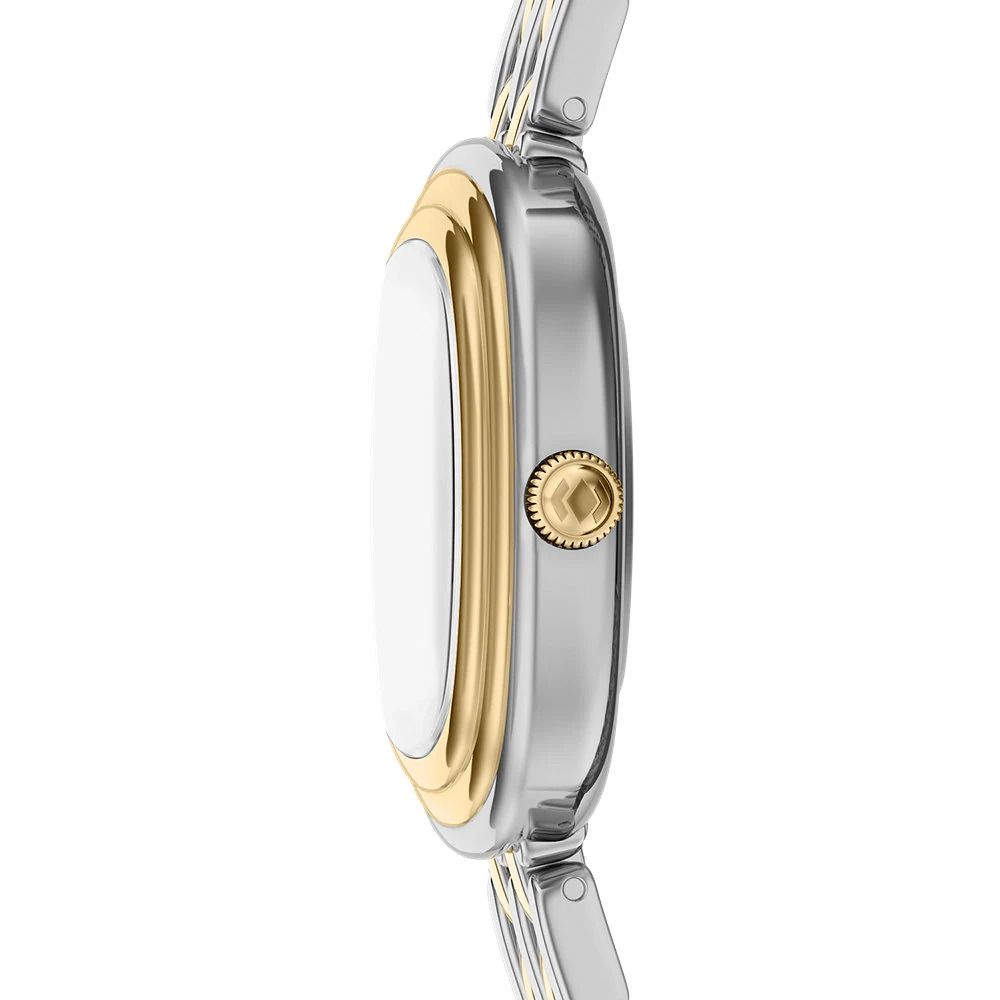 Fossil - Montre Emerson Femme Bracelet Acier Bicolore Argenté Et Doré Cadran Blanc 5