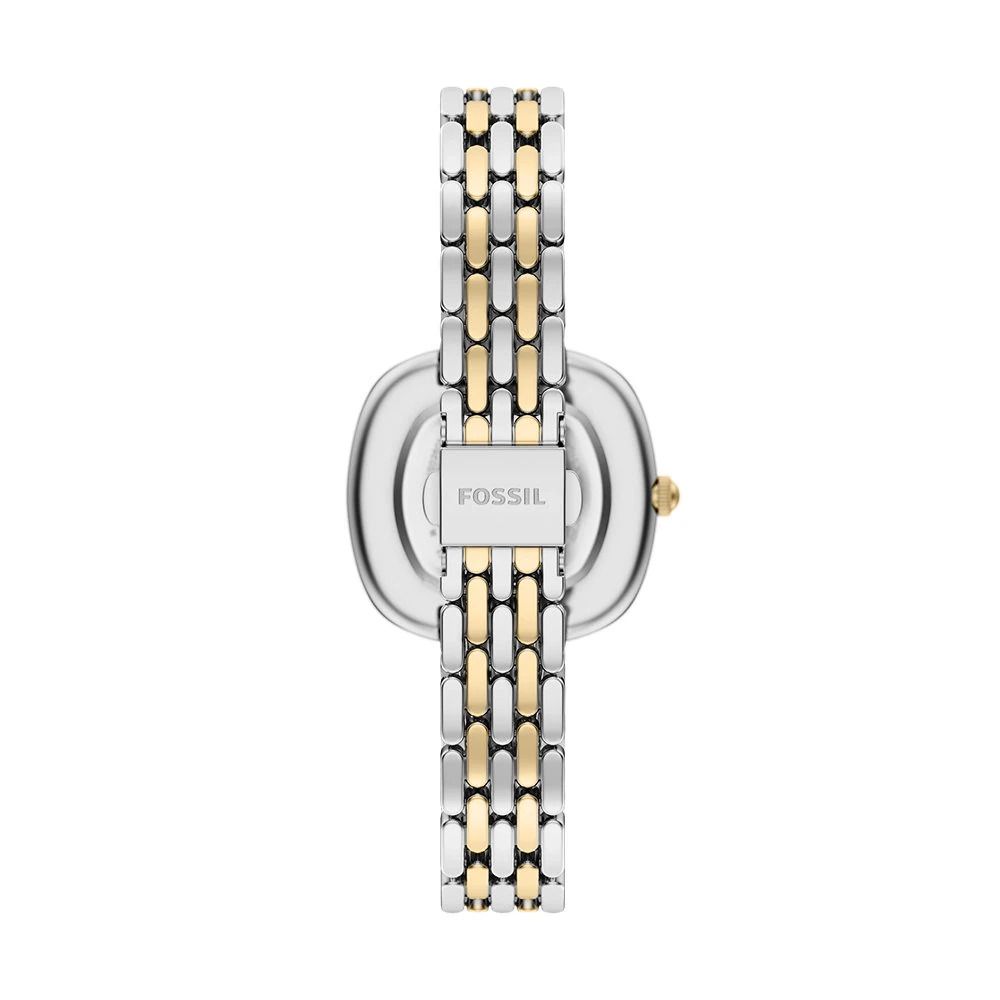 Fossil - Montre Emerson Femme Bracelet Acier Bicolore Argenté Et Doré Cadran Blanc 4