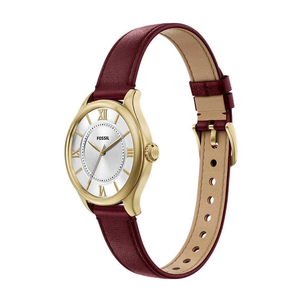 Fossil - Montre Gilmore Femme Bracelet Cuir Rouge Cadran Blanc 3