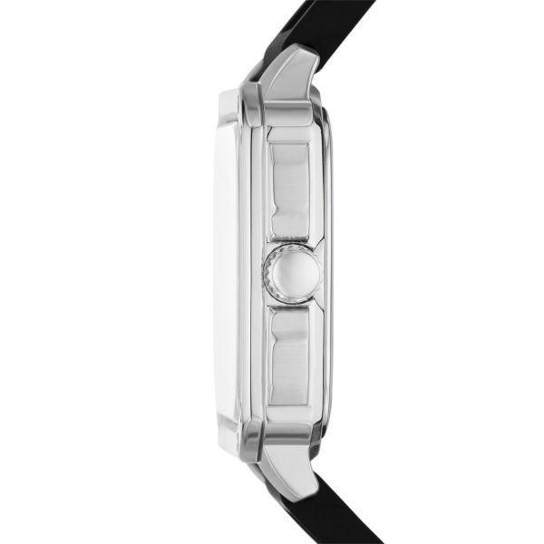 Fossil - Montre Inscription Homme Bracelet Silicone Noir Cadran Noir 2
