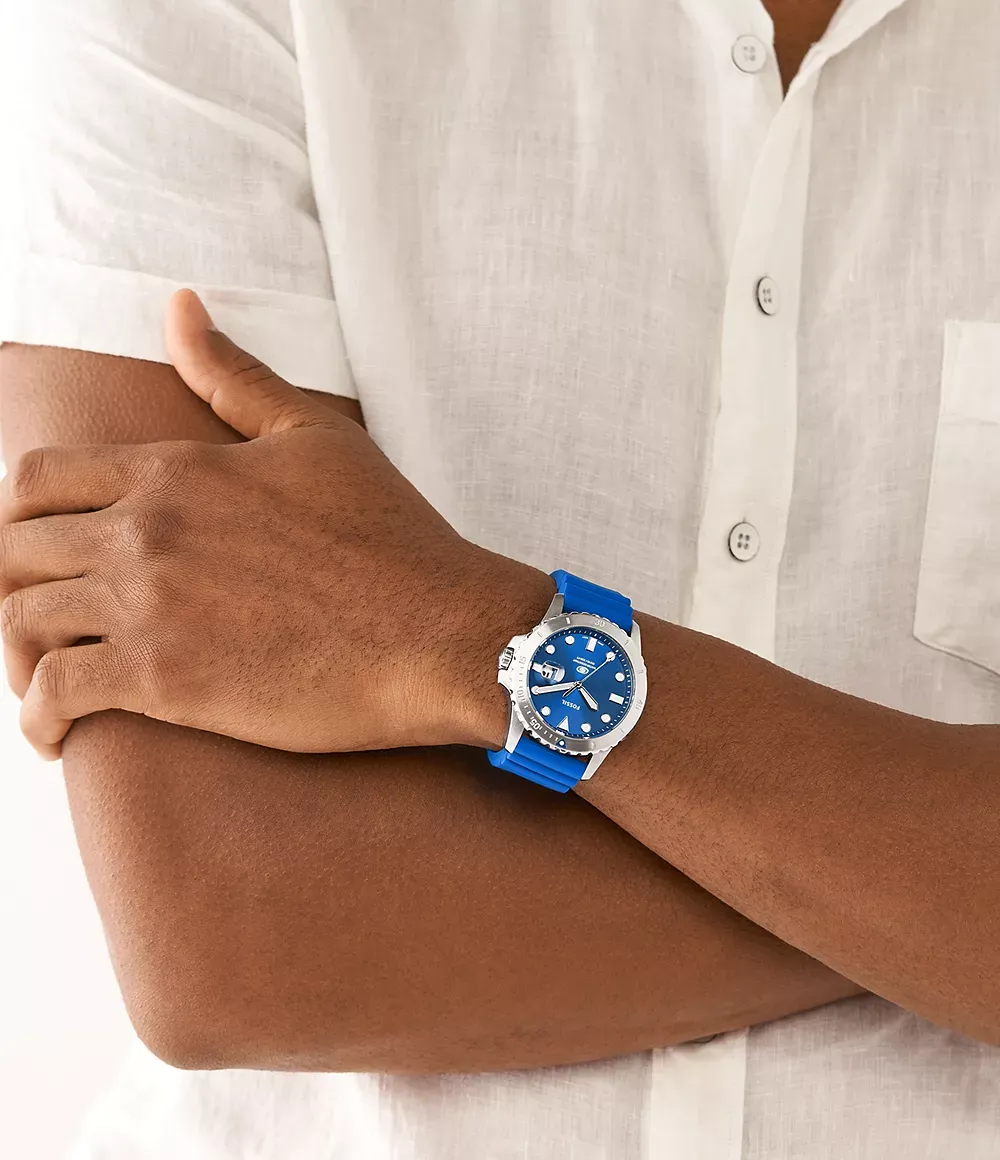 Fossil - Montre Blue FS5998 Dive Homme En Silicone Bleu 4