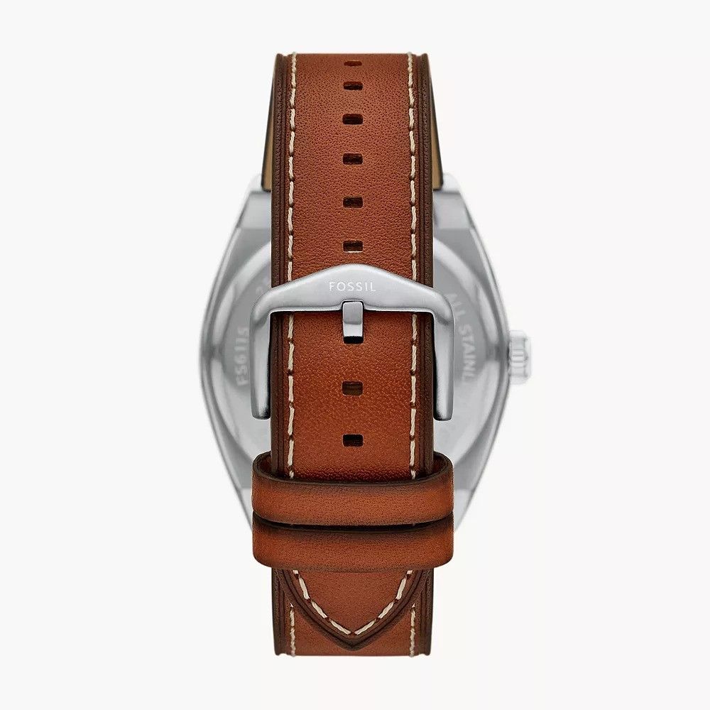 Fossil - Montre Everett Homme Bracelet Cuir Marron Cadran Bleu 3