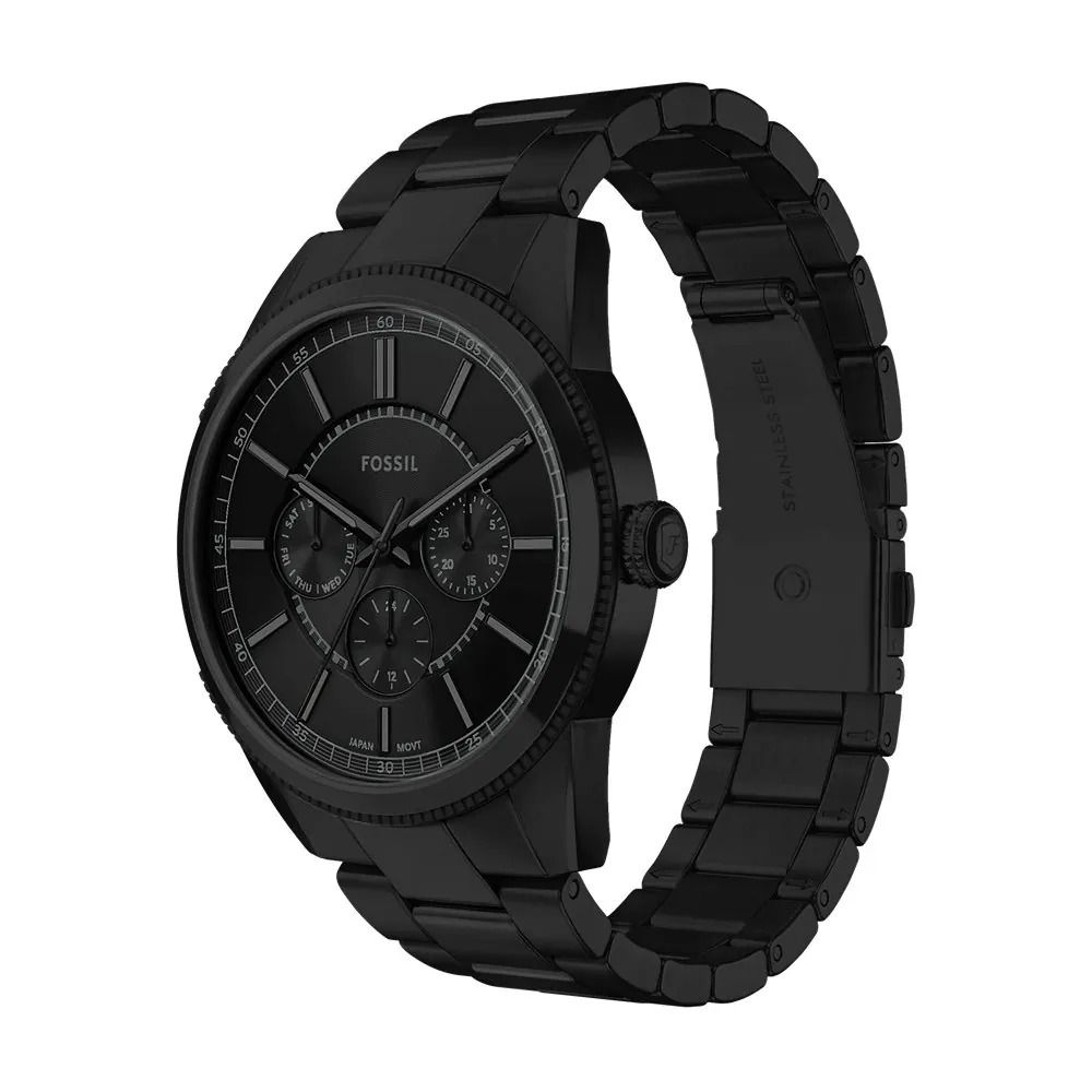 Fossil - Montre Pearson Multifonction Homme Bracelet Acier Noir Cadran Noir 2