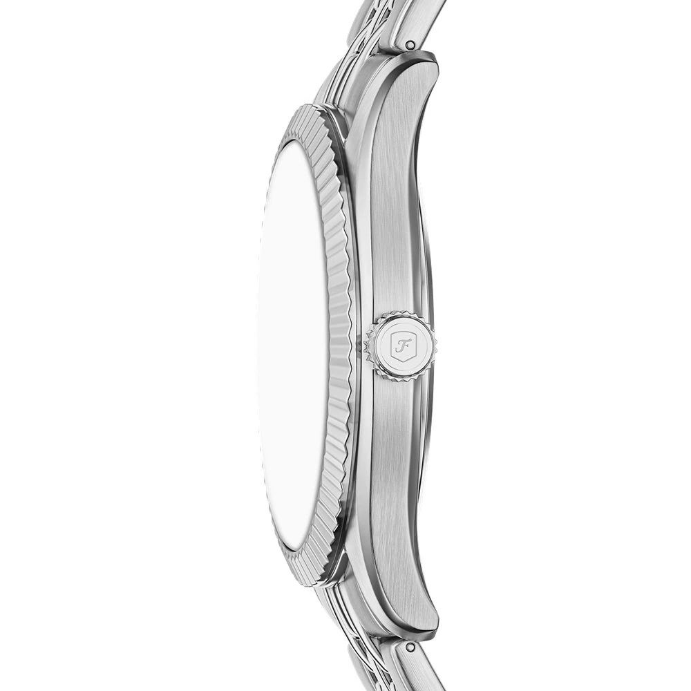 Fossil - Montre Campbell Homme Bracelet Acier Argenté Cadran Bleu 4