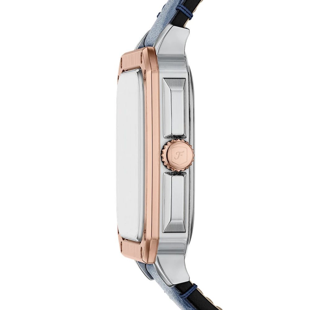 Fossil - Montre Crosby Homme Bracelet Cuir Bleu Cadran Bleu 4