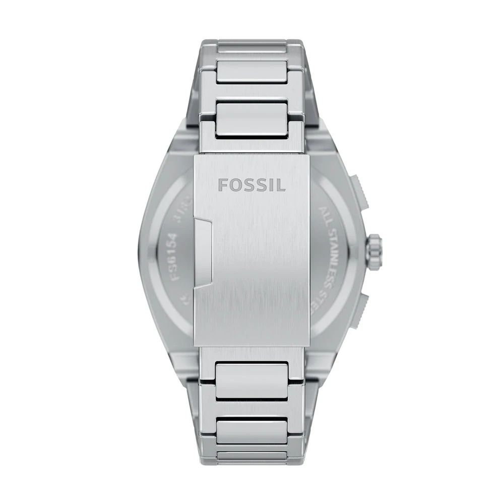 Fossil - Montre Everett Chronographe Homme Bracelet Acier Argenté Cadran Bleu FS6154 2