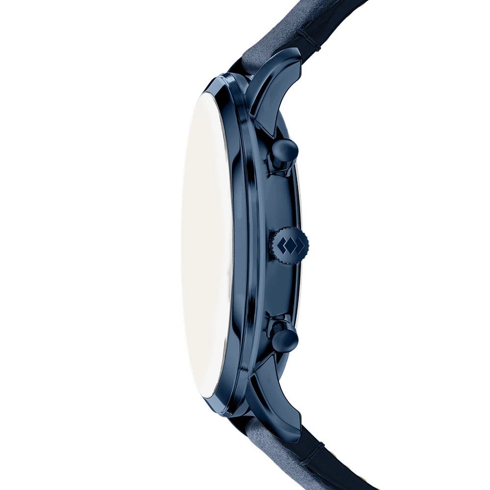 Fossil - Montre Neutra Chrono Homme Bracelet Cuir Bleu Cadran Bleu 4